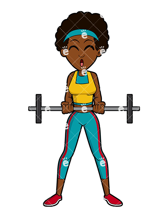 Woman Lifting Weights Clipart.