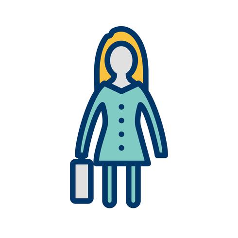 Women With Briefcase Vector Icon.