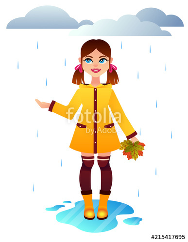 Vector colorful autumn illustration of arainy weather.