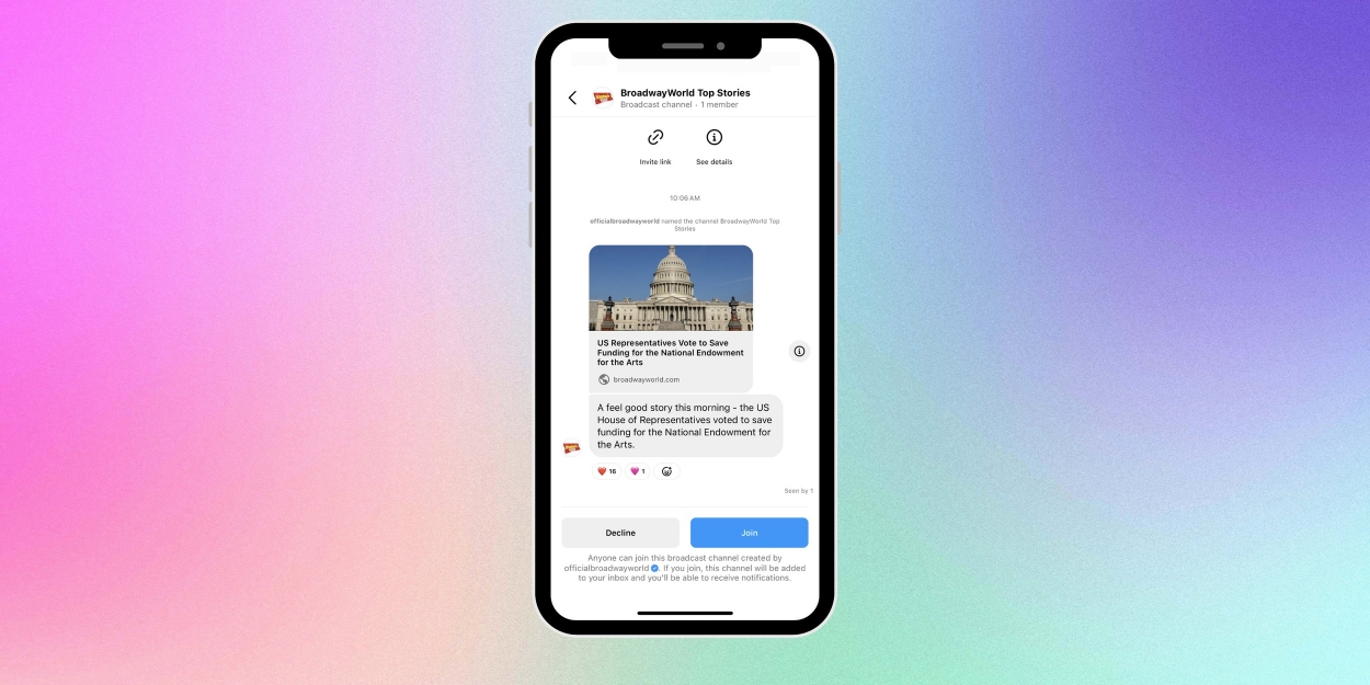 Get BroadwayWorld's Best Stories With Our Instagram Broadcast Channel  Image