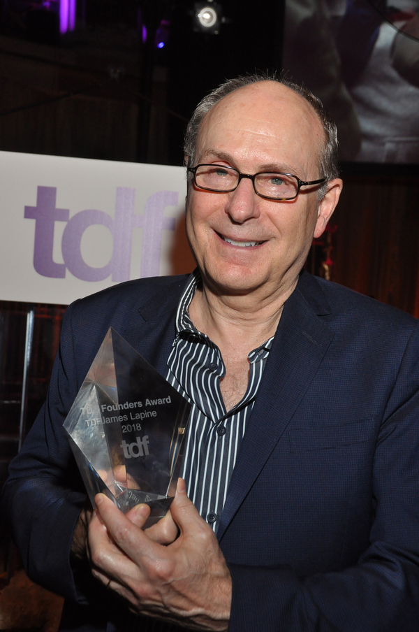 James Lapine holding TDF Founders Award Photo