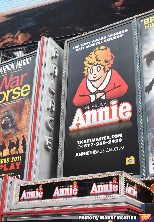 Theatre Marquee unveiled for 'Annie' - with Music by Charles Strouse, Lyrics by Marti Photo