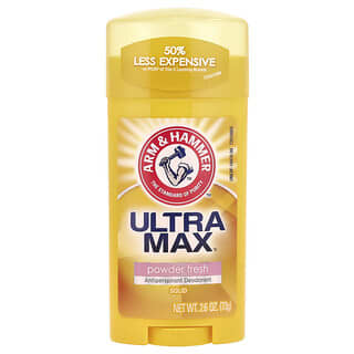 Arm & Hammer, UltraMax, Desodorante antitranspirante sólido, Para mujeres, Aroma a polvo fresco, 73 g (2,6 oz)