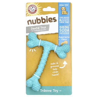 Arm & Hammer, Nubbies, Dental Toys For Moderate Chewers, Tribone, Peanut Butter, 1 Toy