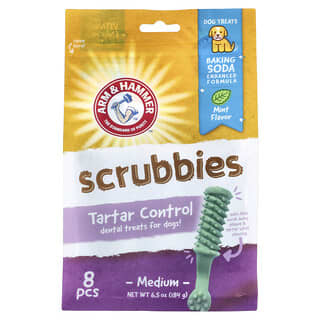 Arm & Hammer, Scrubbies, Tartar Control Dental Treats For Dogs, Medium, Mint, 8 Pieces, 6.5 oz (184 g)