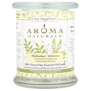 Aroma Naturals, Soy VegePure, 100% 천연 대두 에센셜 오일 캔들, 메디테이션, 파촐리 & 유향, 260g(8.8oz)