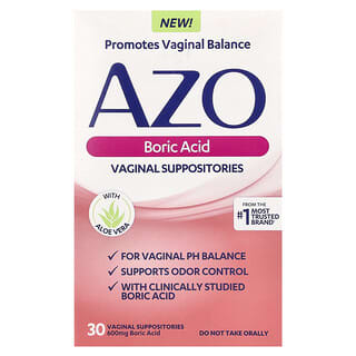 AZO, Boric Acid, Vaginal Suppositories, 600 mg, 30 Suppositories