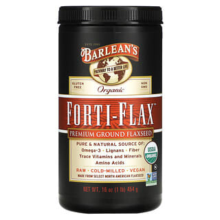 Barlean's, Lino Forti-Flax orgánico, Semillas de lino prémiums molidas, 454 g (16 oz)