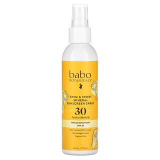 Babo Botanicals, Natação e Esportes, Spray de Proteção Solar Mineral, FPS 30, 177 ml (6 fl oz)