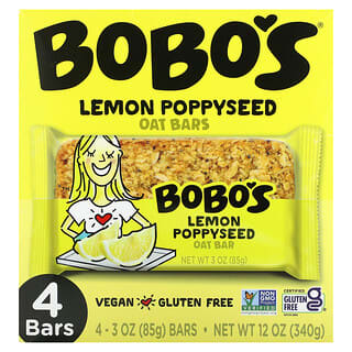 Bobo's Oat Bars, Lemon Poppyseed, 4 Bars, 3 oz (85 g) Each