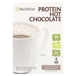 BariWise, Protein Hot Chocolate, Chocolate With Marshmallow, 7 Packets, 0.88 oz (25 g) Each