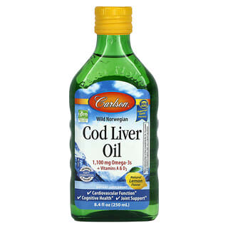 Carlson, Wild Norwegian, Cod Liver Oil, Natural Lemon , 1,000 mg, 8.4 fl oz (250 ml)