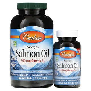 Carlson, Norwegian, Salmon Oil, 500 mg, 180 + 50 Soft Gels (250 mg per Soft Gel)