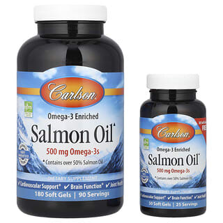 Carlson, Norwegian, Salmon Oil, 500 mg, 180 + 50 Soft Gels (250 mg per Soft Gel)