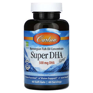 Carlson, Super DHA Gems, 500 mg de DHA, 60 capsules molles