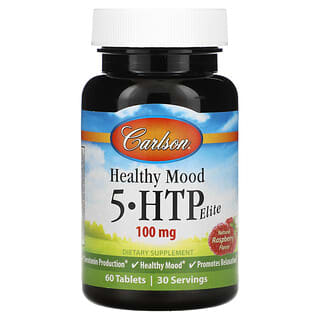 Carlson, Healthy Mood, 5-HTP Elite, Frambuesa natural, 100 mg, 60 comprimidos (50 mg por comprimido)