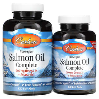 Carlson, Norwegian, Salmon Oil Complete, Norwegisches Lachsöl Complete, 120 + 60 gratis Softgels