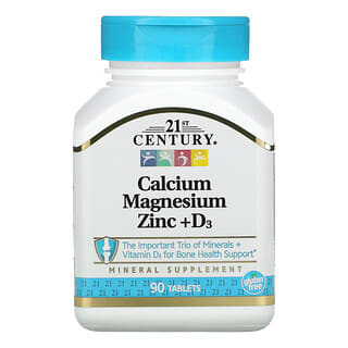 21st Century, Kalzium Magnesium Zink + D3, 90 Tabletten