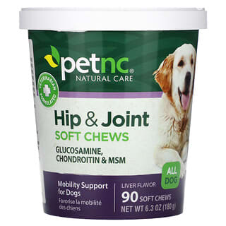 petnc NATURAL CARE, Hip & Joint, All Dog, Liver, 90 Soft Chews, 6.3 oz (180 g)