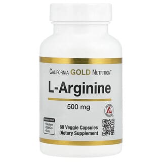 California Gold Nutrition, L-arginina, 500 mg, 60 kapsułek roślinnych