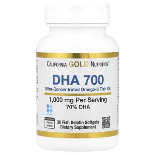 California Gold Nutrition, DHA 700, Aceite de pescado de calidad farmacéutica, 1000 mg, 30 cápsulas blandas de gelatina de pescado