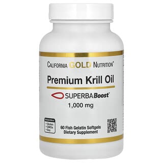 California Gold Nutrition, Premium Krill Oil with SUPERBABoost, 1,000 mg, 60 Fish Gelatin Softgels