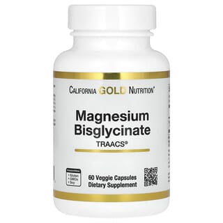 California Gold Nutrition, Magnesium Bisglisinat, Albion TRAACS, 200 mg, 60 Kapsul Nabati (100 mg per Kapsul)