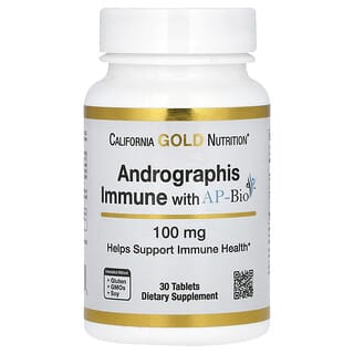 California Gold Nutrition, Preparat na odporność z brodziuszki wiechowatej z AP-Bio, 100 mg, 30 tabletek