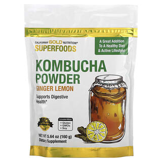 California Gold Nutrition, Superfoods, Kombucha en polvo, Jengibre y limón, 160 g (5,64 oz)