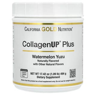 California Gold Nutrition, CollagenUp Plus, Hydrolyzed Marine Collagen Peptides with Fiber and Essential Amino Acids, Watermelon Yuzu, 1.09 lb (494 g)