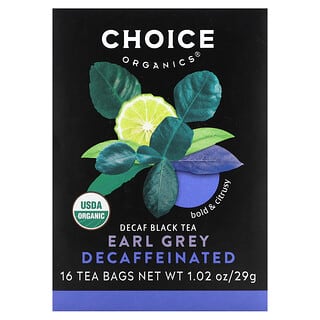 Choice Organic Teas, Chá Preto Descafeinado, Earl Grey, 16 Saquinhos de Chá, 29 g (1,02 oz)