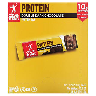 Caveman Foods, Protein Bar, Double Dark Chocolate, 12 Bars, 1.52 oz (43 g) Each