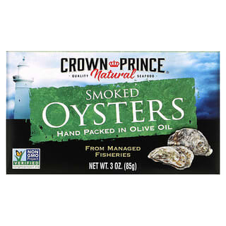 Crown Prince Natural, Smoked Oysters, In Olive Oil, 3 oz (85 g)