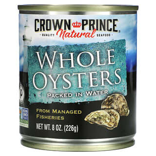 Crown Prince Natural, Whole Oysters, Packed In Water, 8 oz (226 g)