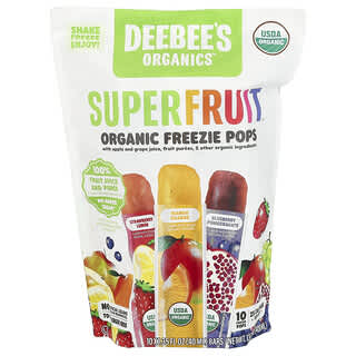 Deebee's Organic, Superfruit™, Sucettes lyophilisées biologiques, Assortiment de saveurs, 10 barres, 40 ml pièce