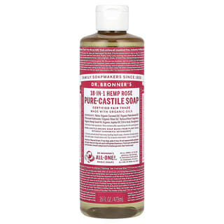 Dr. Bronner's, 18-in-1 Hemp Pure-Castile Soap, Rose, 16 fl oz (473 ml)