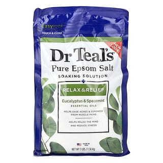 Dr. Teal's, Solution de trempage au sel pur d'Epsom, Eucalyptus et menthe verte, 1,36 kg