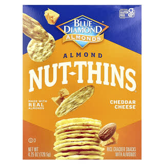 Blue Diamond, Almond Nut-Thins, 아몬드 함유 라이스 크래커 스낵, 체다 치즈, 120.5g(4.25oz)