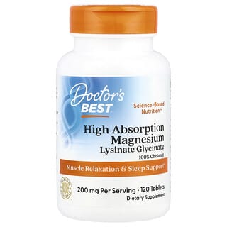 Doctor's Best, Magnesium dengan Penyerapan Tinggi, 100 mg, 120 Tablet