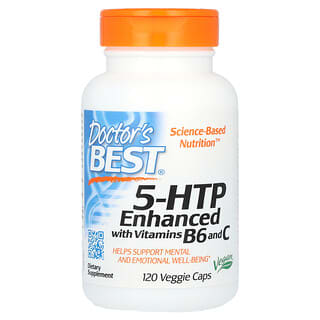 Doctor's Best, 5-HTP, Aprimorado com Vitaminas B6 e C, 120 Cápsulas Vegetais