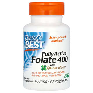 Doctor's Best, Fully Active Folate 400 with Quatrefolic, 400 mcg, 90 Veggie Caps