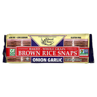 Edward & Sons, Baked Whole Grain Brown Rice Snaps, Onion Garlic, 3.5 oz (100 g)