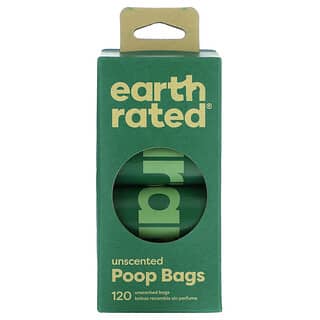 Earth Rated, Bolsas para excremento de perros, Sin fragancia, 120 bolsas, 8 rollos de repuesto