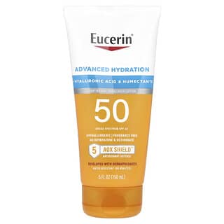 Eucerin, Advanced Hydration, Lightweight Sunscreen Lotion, SPF 50, Fragrance Free, 5 fl oz (150 ml)