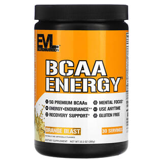 إيفلوشن نوتريشن‏, BCAA ENERGY ، نكهة البرتقال ، 10.1 أونصة (285 جم)