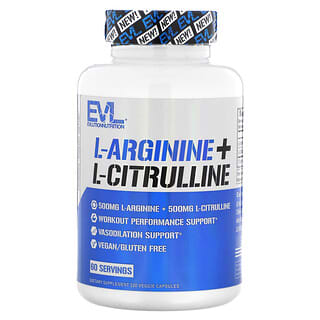 EVLution Nutrition, L-Arginin + L-Sitrülin, 120 Bitkisel Kapsül