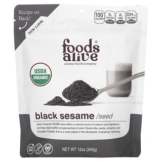 Foods Alive, Gergelim Preto Orgânico, Semente, 340 g (12 oz)