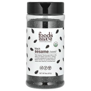 Foods Alive, Frasco Shaker de Semente de Gergelim Preto Orgânico, 227 g (8 oz)