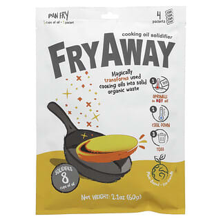 FryAway, Yemeklik Yağ Katılaştırıcı, Tavada Kızartma, 4 Paket, 2,1 oz (60 g)