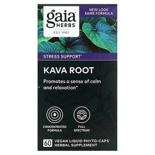 Gaia Herbs, Kava Kökü, 60 Vegan Sıvı Fito-Kaps